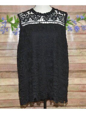 Maurices 2XL Sleeveless Blouse Top Black Lace Goth Grunge Fairy Whimsigoth Boho